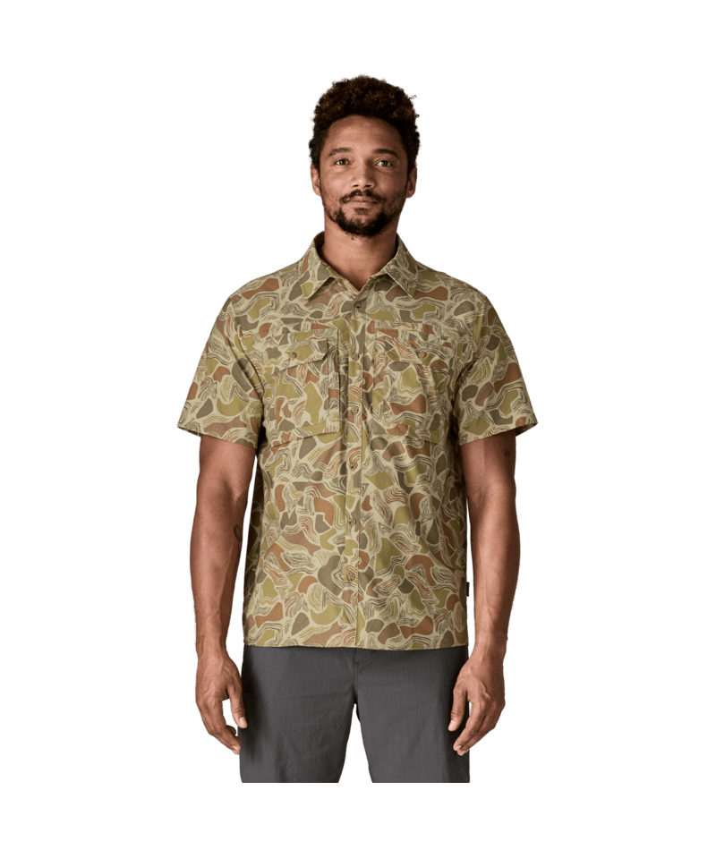 Patagonia Men's S/S Self Guided Sun Shirt - Coastal Edge: Weathered Stone