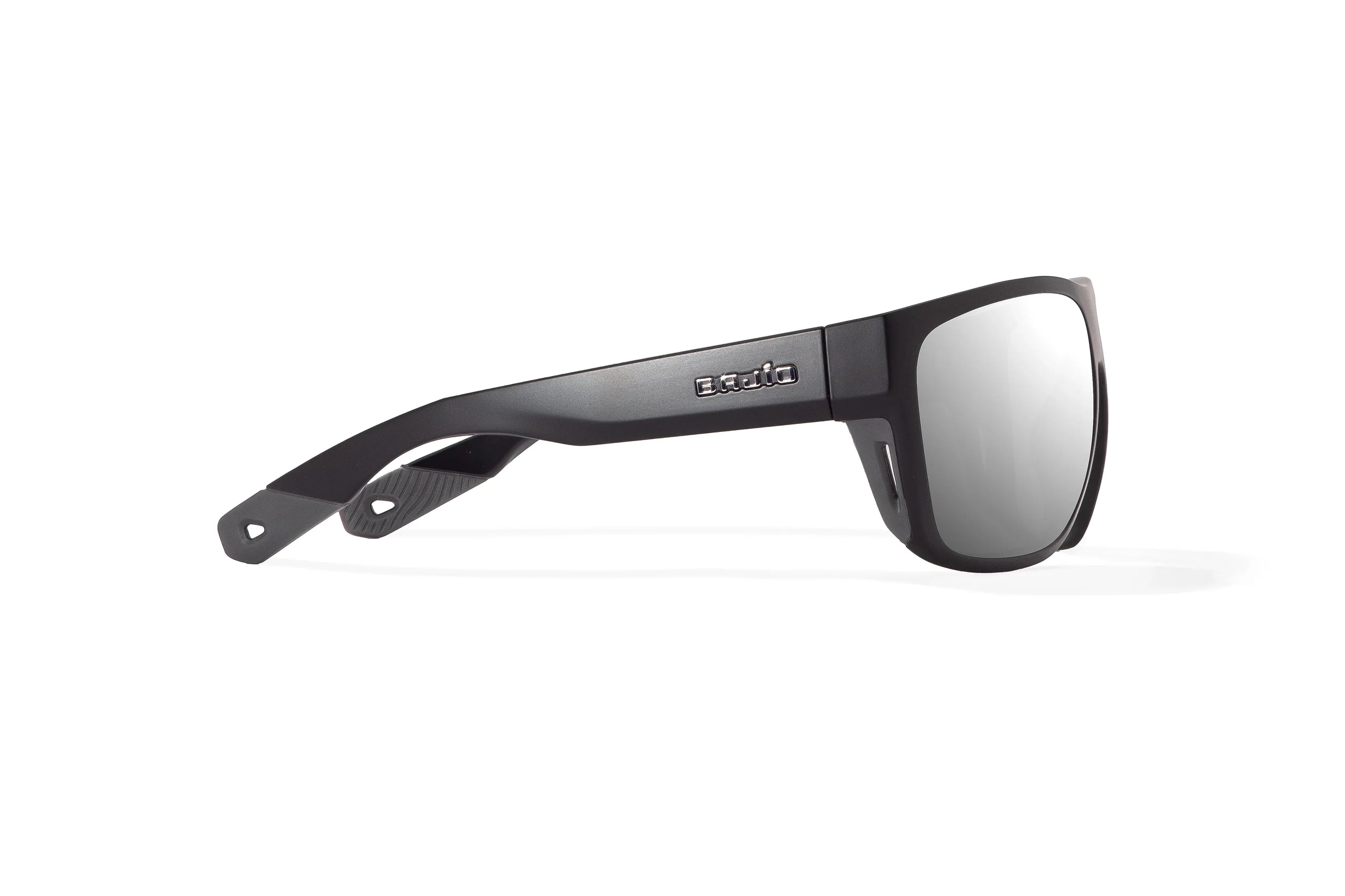 Bajio Las Rocas Sunglasses - Black Matte Frame with Silver Mirror Glass Lens