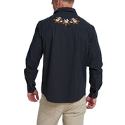 Howler Brothers Crosscut Deluxe Longsleeve Shirt - Orange Blossoms: Antique Black