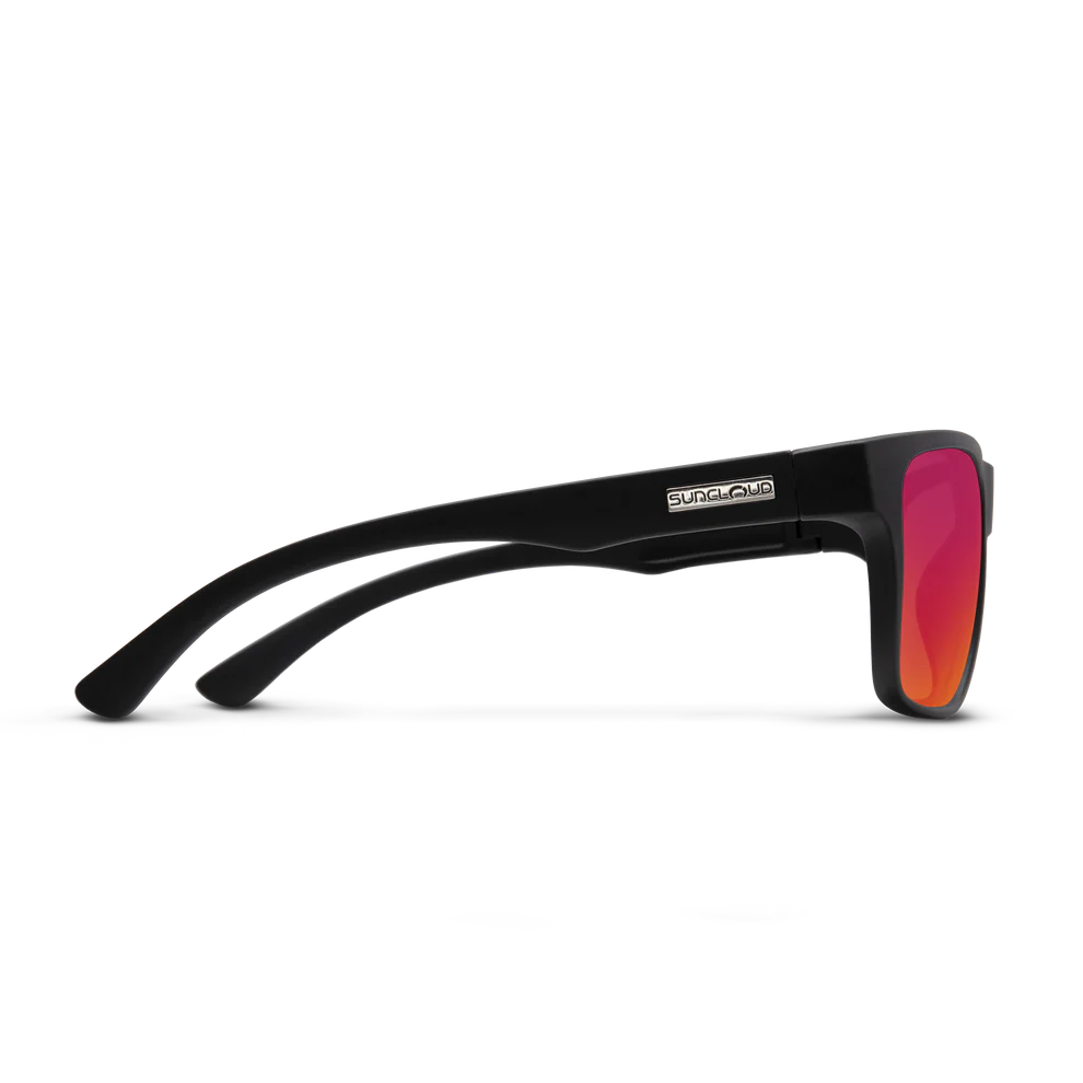 Suncloud Rambler Sunglasses - Matte Black + Polarized Red Mirror Lens