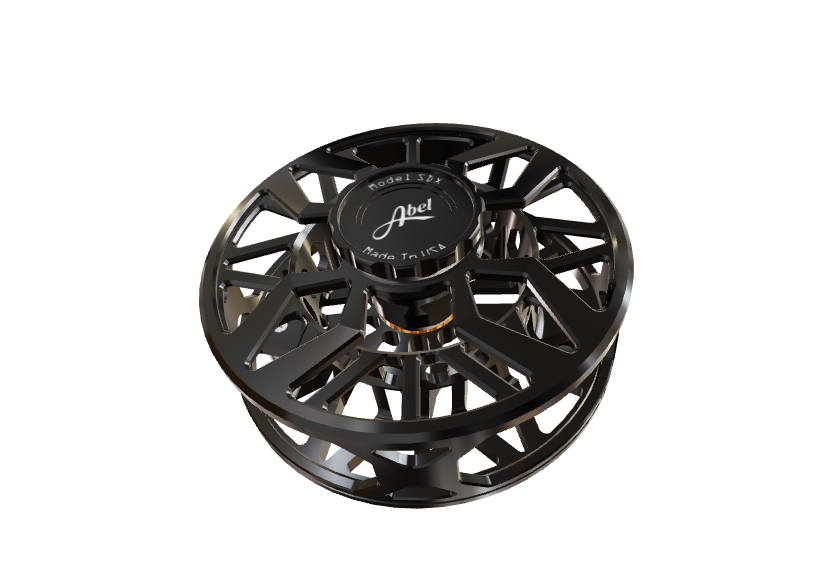 Abel SDX 12/14 Fly Reel - Ported - Black Finish with Black Drag Know and Black Handle
