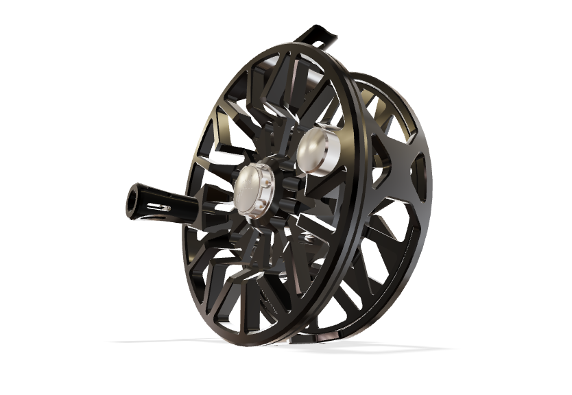Abel SDX 9/11 Fly Reel - Ported - Gloss Black Finish with Gloss Black Drag Knob and Black Handle