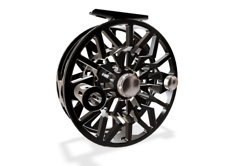 Abel SDX 9/11 Fly Reel - Ported - Gloss Black Finish with Gloss Black Drag Knob and Black Handle