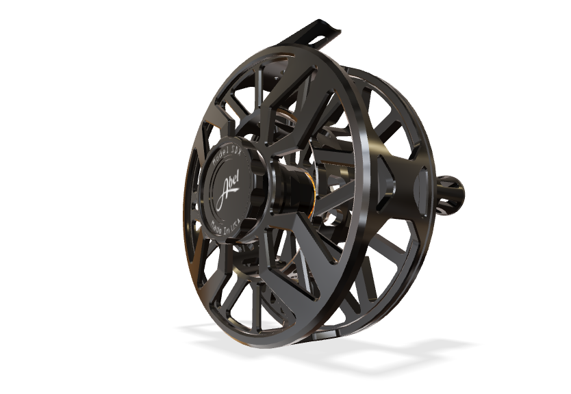 Abel SDX 9/11 Fly Reel - Ported - Gloss Black Finish with Gloss Black Drag Knob and Black Handle