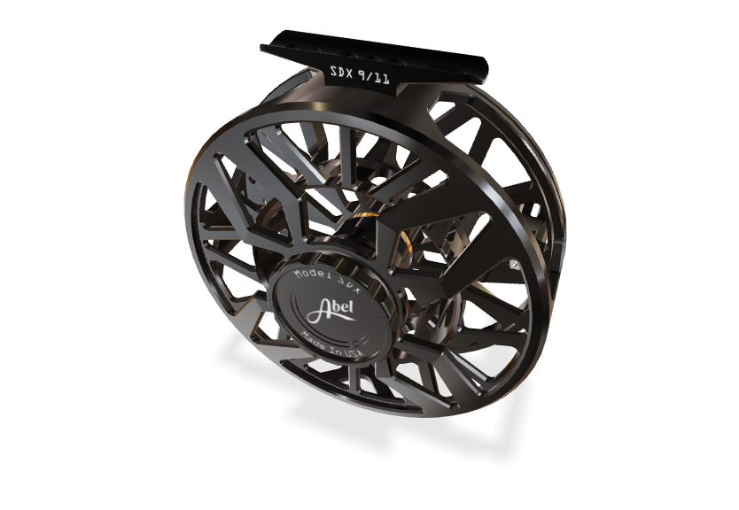 Abel SDX 9/11 Fly Reel - Ported - Gloss Black Finish with Gloss Black Drag Knob and Black Handle
