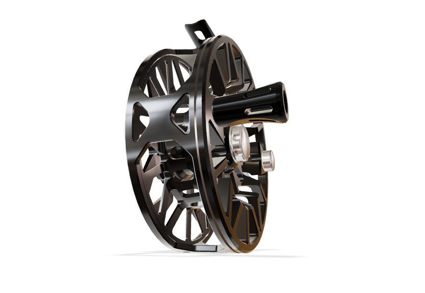 Abel SDX 12/14 Fly Reel - Ported - Black Finish with Black Drag Know and Black Handle