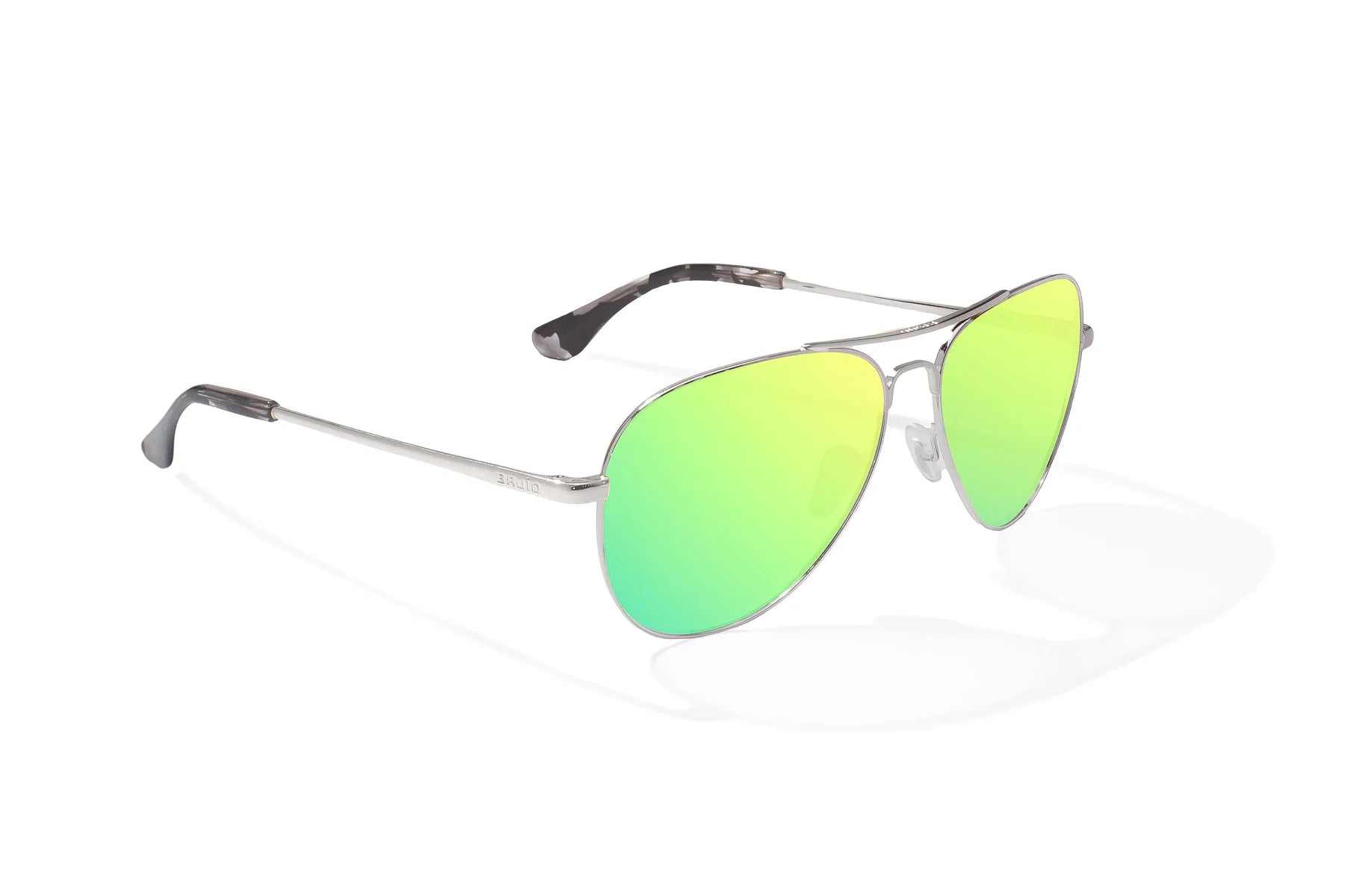 Bajio Soldado Sunglasses - Silver Gloss Frame / Green Mirror Glass Lenses
