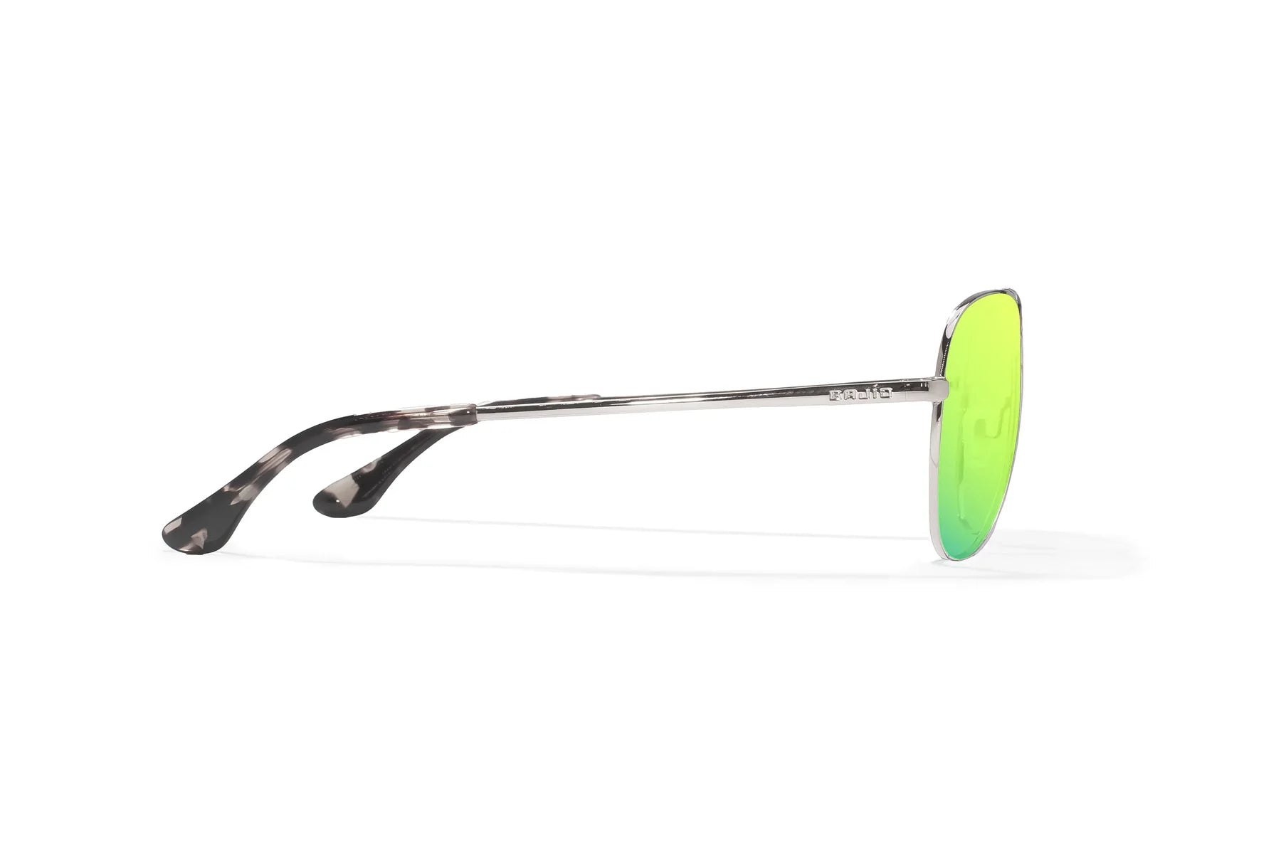 Bajio Soldado Sunglasses - Silver Gloss Frame / Green Mirror Glass Lenses