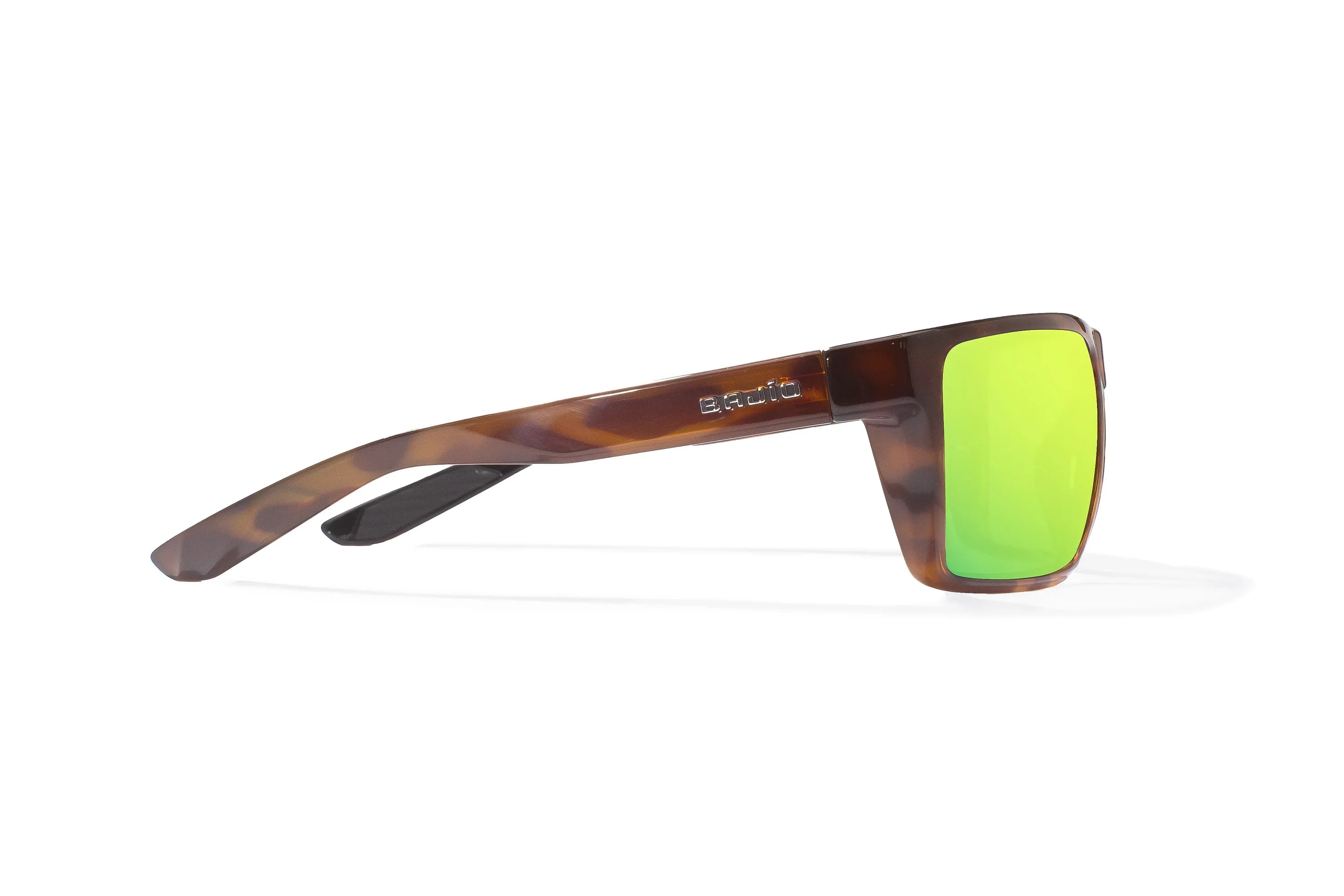 Bajio Stiltsville Sunglasses - Brown Tortoise Gloss Frame with Green Mirror Glass Lens
