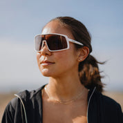 Sunclud Upshot Sunglasses - White + Polarized Low Light Rose Lens
